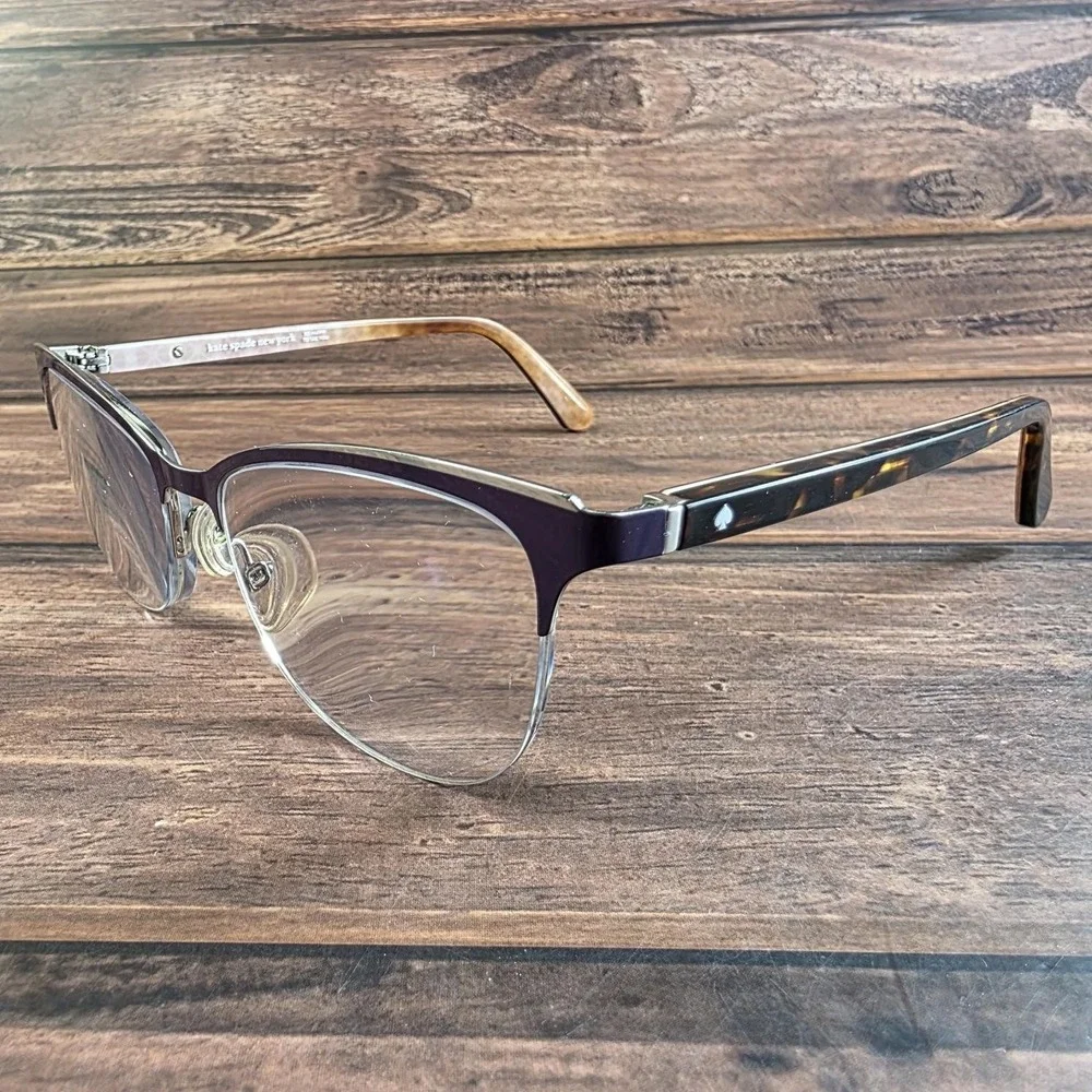 Kate Spade Brieana B3V Purple Tortoise Cat Eye‎ Semi Rimless Eyeglass 52-17-140